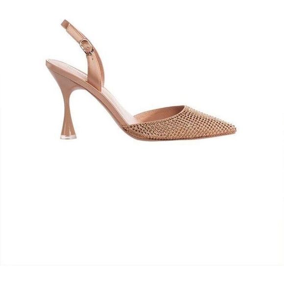 Jeffrey Campbell Shoes - Jeffrey Campbell Women's Blush Zivote Rhinestone Pointed-Toe Slingback Pumps 8